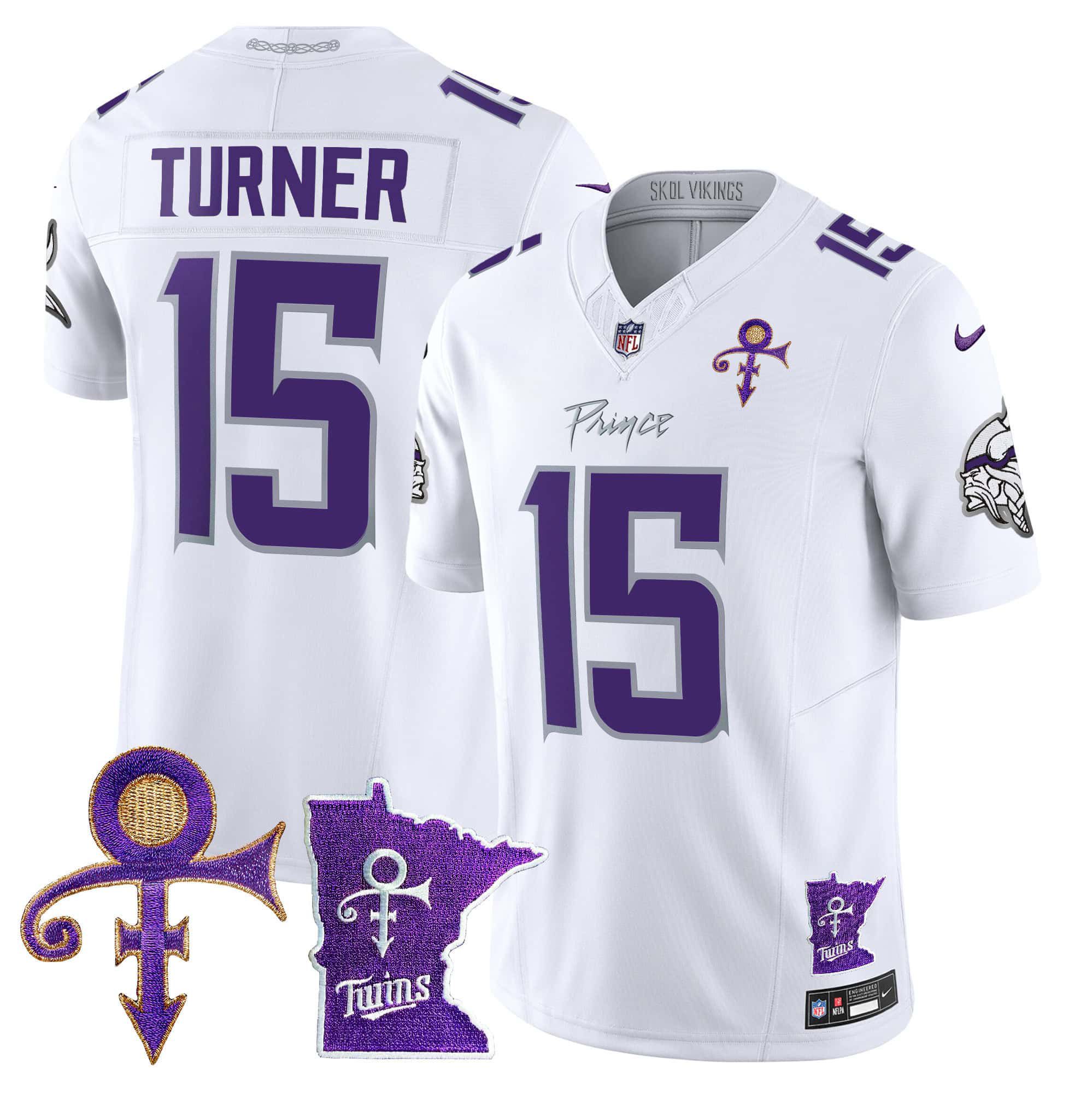 Men Minnesota Vikings #15 Turner White 2024 Nike Prince Vapor Limited NFL Jersey